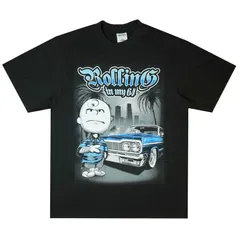 新品 シャカウェアボディ SHAKA WEAR BODY ROLLING IN MY 64 チャーリーブラウン Tシャツ 黒 ブラック 両面 インパラ キャラ ピーナッツ スヌーピー ロサンゼルス LA ラッパー モノトーン チカーノ チカーナ