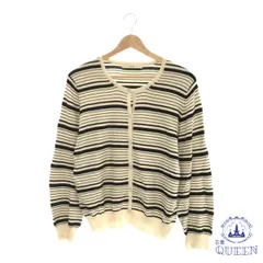 【訳アリ】ef-de エフデ トップス ニット カーディガン ボーダー リブ ボタン 長袖 レディース ベージュ ブラック 15 901-8242 送料無料 古着