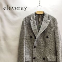 美品 eleventy イレブンティ ヘリンボーン ダブルチェスターコート  