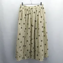 ◇ ⊂ SM2 サマンサ モスモス ドット柄 ギャザー ロング フレア スカート サイズフリー ベージュ レディース E  【1503310016512】