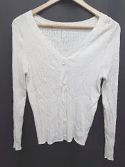 ◇ Θ PINKY & DIANNE 薄手 長袖 リブ　ニット　カットソー サイズ38 アイボリー レディース P  【1410230002894】