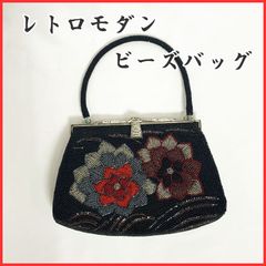 403mg2m◆昭和レトロ 総ビーズバッグ ヴィンテージ 花 和装・洋装に！和洋ミックス◆美品