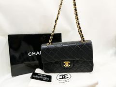極美品 CHANEL/シャネル マトラッセ23 Wフラップチェーンショルダー ブラック×ゴールド ターンロック ラムスキン ギャランティー/シール有