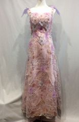 ドレス ロングドレス 大人 ゆめかわ ワンピース ピアノ 発表会 M ピンク キャミソール 演奏会 結婚式 レディース ロング丈 披露宴 ピアノ発表会 イブニングドレス ステージドレス パーティードレス 二次会 花柄 可愛い キラキラ dk003n1