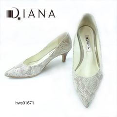 DIANA パンプス ポインテッドトゥ パイソン 22.5cm ローヒール ダイアナ レディース 日本製 hws01671