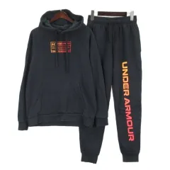 アンダーアーマー UNDER ARMOUR セットアップ スウェット パーカー プルオーバー パンツ ブラック L 250822E ■GY99