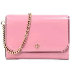 トリーバーチ バッグ TORY BURCH パテントレザー エマーソン ロゴ チェーン ウォレット 2way クラッチ クロスボディ 斜めがけ ショルダーバッグ ピンクジンジャー 139427
