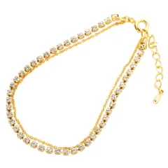 【ゴールド × ワンサイズ】[Cream dot. クリームドット公式] ブレスレット レディース ビジュー Ladies ジルコニア ダブルライン チェーン シンプル トレンド ブランド 流行 プレゼント のサムネイル