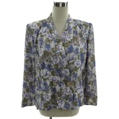 koko Beall オンワード樫山 ジャケット フォーマル V襟 ノーカラー 花柄 ブルー 青 マルチカラー 11