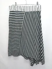 ◇ ⊂ ◎ ●未使用● RADIATE タグ付き ボーダー 膝下丈 フレア スカート サイズ38 ブラック ホワイト レディース E  【1506250009217】