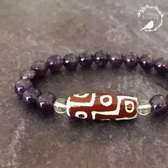 【九乗の功徳】九眼天珠×水晶×アメジスト ブレスレット