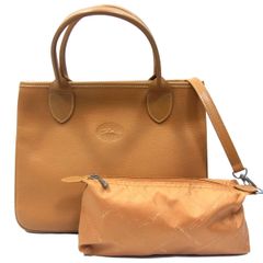 美品◆LONGCHAMP ロンシャン レザー トートバッグ ハンドバッグ ポーチ付き フランス製 レディース