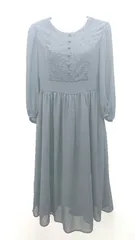 ◇ index カジュアル 刺<!-利用不可文字-!> 花柄 長袖 ロング丈 ワンピース サイズM ブラック レディース E  【1310050009373】