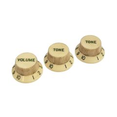 YJB PARTS ストラトノブセット 1V2T インチミリ兼用 レリックヴィンテージイエロー Dark Green Letters