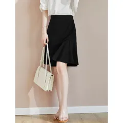 ☆ ブラック ☆ XL ☆ フレアスカート レディース 春夏 スカート ひざ丈 フレア フレアスカート マーメイド 膝丈 膝丈スカート 春夏 ボトムス レディース おしゃれ オシャレ ミモレ丈 大人 楽ちん シンプル 無地 通勤 通学 お出かけ オフィス