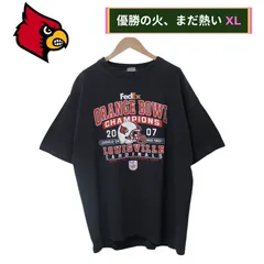デルタ Tシャツ XL 00s ブラック USA製 2007年製 DELTA カレッジ LOUISVILLE FedEx オレンジボウル 優勝記念 ルイビル カージナルス アメフト スポーツ Y2K ストリート ゆるだぼ オーバーサイズ 古着 B916