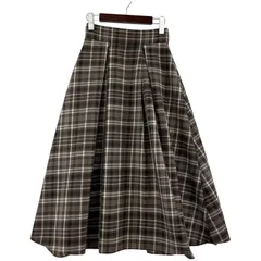 PROPORTION BODY DRESSING プロポーションボディ ドレッシング チェック柄 タック Aラインロングスカート sizeS/ブラウン
