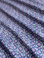 Sarasa Fabric 3m ブロックプリント ブル-とピンクのストライプ ハンドメイド 手仕事 洋裁 更紗 木版プリント 木版印刷  blockprint - メルカリ