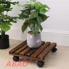 鉢植えスタンド 木製花台  フラワースタンド キャスター付き正方形   鉢置きスタンド 植木鉢 プランタースタンド  30cm 2点セット