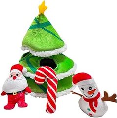vapology クリスマスツリーと雪だるまのセット 犬用ぬいぐるみおもちゃ ぬいぐるみとロープのコンボ (クリスマス)