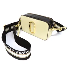 OI25537 美品 MARC JACOBS マークジェイコブス スナップショット カメラバッグ ショルダーバッグ レザー バイカラー ダブルファスナー クロスボディ クリーム×ブラック