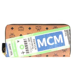 美品 MCM エムシーエム ラベル プリント ヴィセトス モノグラム ラウンドジップ ロング ウォレット / 長財布 財布 2019年モデル ブラウン マルチカラーのサムネイル