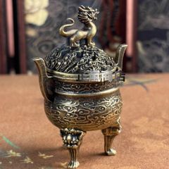 銅 細工 透かし彫り 双龍香炉 銅香炉 仏具 茶道具 香道具 工芸品 置物 Amazon｜香橙 住吉 鋳物師 大野芳光 鋳銅 双耳 獅子火屋 高砂図