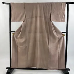 色無地 身丈156cm 裄丈62cm S 袷 地紋 ピンクベージュ 正絹 優品 一つ紋 【中古】