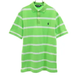 POLO GOLF RALPH LAUREN ポロゴルフラルフローレン ボーダー柄 半袖 ポロシャツ M 黄緑 メンズ 古着