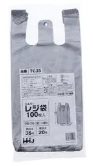 【在庫処分】35号 西日本 厚さ0.02mm 東日本 350(220+130)×450mm 100枚入 20号 レジ袋 シルバー TC-35 ハウスホールドジャパン