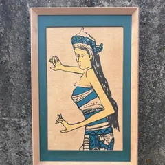海外民芸品　HAND-PRINTED  made in シンガポール壁掛け絵のサムネイル