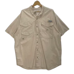 Columbia PFG フィッシングシャツ アウトドア 半袖 シャツ ボタンダウン オーバーサイズ ビックシルエット ベージュ