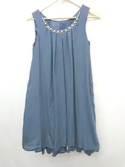 ◇ axes femme 装飾ビジュー パール レース パーティー ノースリーブ ミニ ワンピース サイズＭ ネイビー レディース P  【1310020006609】