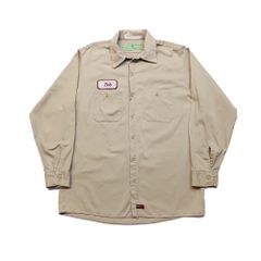 【90s】RED KAP レッドキャップ 長袖 ワークシャツ ワッペン ベージュ L