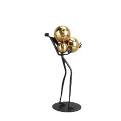 置物 オブジェ 金の３つの球を持った黒い人 取り外し可能 かわいい おしゃれ 小物かけ インテリア モダン 玄関 リビング 装飾 プレゼント ギフト  オフィス 金属