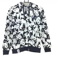 パーリーゲイツ×PEANUTS ジップパーカー 黒×白 スヌーピー総柄 裏起毛 ジャケット レディース 1(M) ゴルフウェア PEARLY GATES