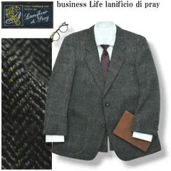 【上質】 日本製 business Life lanificio di pray ラニフィーチョ ディプレイ ヘリンボーン ツイード シングル 2B テーラードジャケット オーダーメイド 秋冬 グレー メンズ