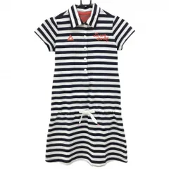 【超美品】ルコック 半袖ポロワンピース 白×ネイビー ボーダー  レディース S ゴルフウェア le coq sportif