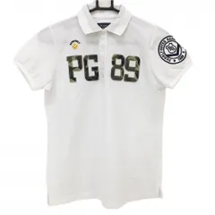 ★SALE価格★【美品】パーリーゲイツ 半袖ポロシャツ 白×カーキ カモフラフェルトロゴ ニコちゃん  レディース 1(M) ゴルフウェア PEARLY GATES