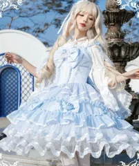 ドレス風ロリータワンピース?お出かけや女子会、撮影会、お茶会に！お姫様風ワンピ