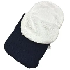 新生児 おくるみ 裏ボア ニット 裏起毛 ケーブルニット 紺 ネイビー 洗える ベビー ブランケット 出産準備 防寒 あったか 秋冬 赤ちゃん用 退院 お宮参り 