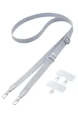 新品 [エレコム] スマホ ショルダーストラップ 肩掛け 首掛け ストラップホルダー2種類付き フラット 肩が痛くなりにくい ライトグレー P-STSDH2FGYL