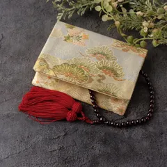 帯リメイク　数珠入れ　数珠ケース　ゴールド　松　J-15-014  ハンドメイド