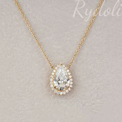 K18 1.02ct ペアシェイプ ダイヤネックレス  ラボグロウンダイヤモンド IGI鑑定書付き オーダーメイドダイヤネックレス マイクロパヴェ ペンダント 取り巻き Au750 高級感あふれる華やかデザイン 上品 クラシック レディースジュエリー