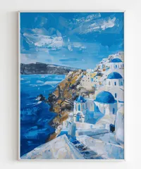 土屋茂　油彩画（SM）【サントリーニ島】 土屋茂油彩画（SM）【サントリーニ島】