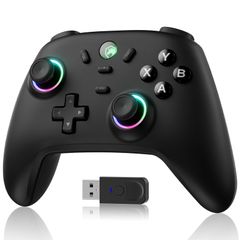 TURBO連射 ポーリングレート 1000Hz 振動調整 RGBライト 800mAhバッテリー ホール効果スティック PC/Steam 2.4Gレシバー付き 無線/有線接続 deck/Switch/Android/iOSに対応 コントローラー ブラック PC