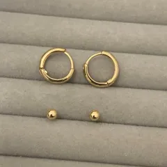 【即日～翌日発送】2set　ゴールドフープピアス＆スタッドピアス　上品　