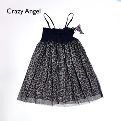 ch77 新品 Crazy Angel Y2K デッドストック フェアリーグランジ レース キャミワンピース キャミソール レオパード 豹柄 ブラック 黒