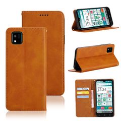 【人気商品】ケース 手帳型 カバー A205KC PUレザー カード収納 財布型 耐衝撃 ケース かんたんスマホ3 マグネット スタンド機能付き 5色 (京セラ かんたんスマホ3 京セラ A205KC ケース 手帳型) (ライトブラウン)