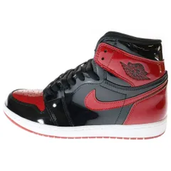 NIKE (ナイキ) AIR JORDAN 1 RETRO HIGH OG PATENT BRED エアジョーダン1 パテント ブレッド ハイカットスニーカー ブラック/レッド US10.5/28.5cm 555088-063
